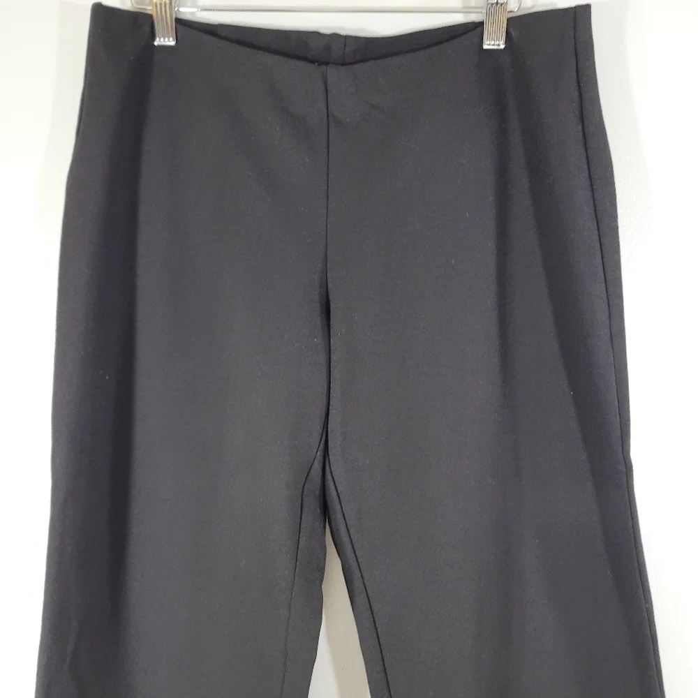 EILEEN FISHER black stretch Ponte knit pull on mid rise minimalist trouser pants